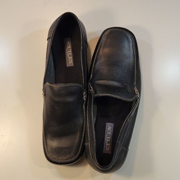 AQUILES  SQUARE TOE SLIP-ON WOMEN"S LEATHER FLAT SHOE - Picture 6 of 12